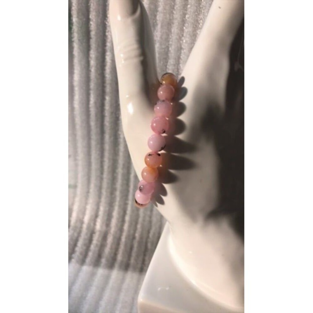 Pink Opal Beaded Stretch Bracelet